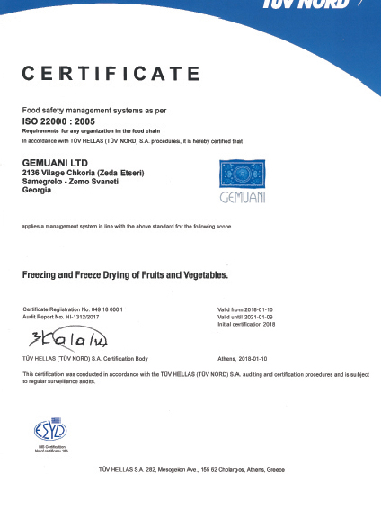 Certifikát ISO 22000:2005